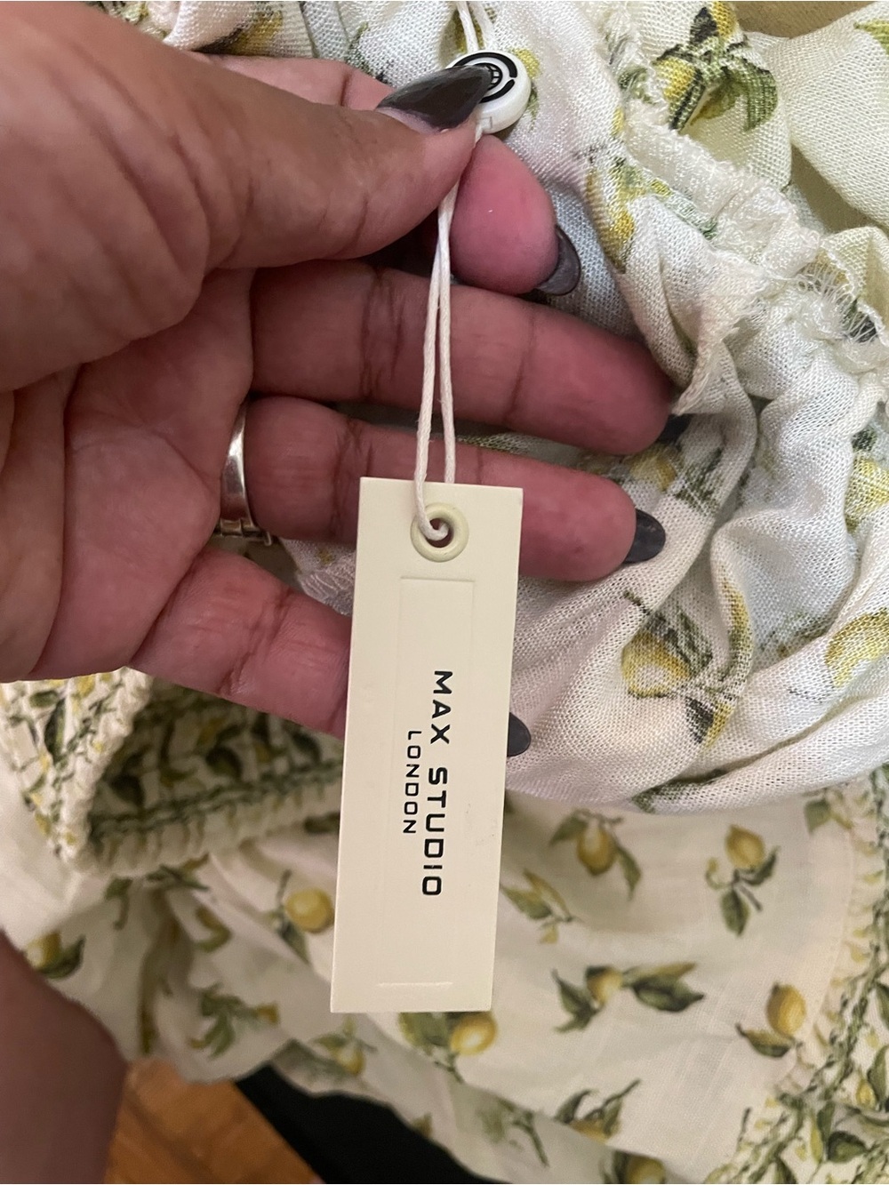 Max Studio Cream Midi Skirt with Green Floral Print - Picture 11 of 13